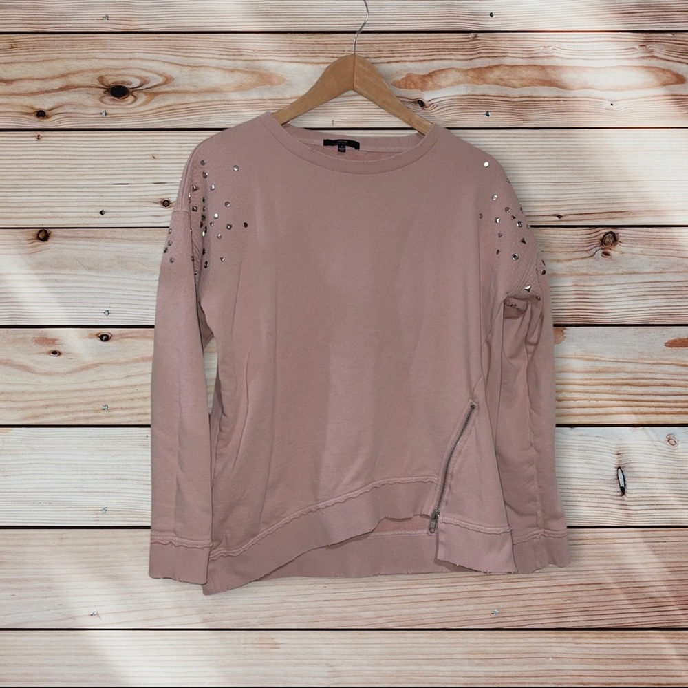 Joe Jeans distressed look asymmetrical sweat shirt in pink size S